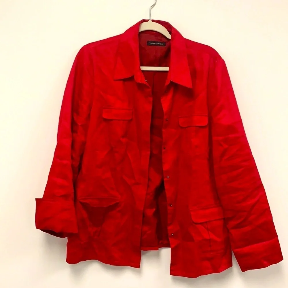 Valerie Stevens size 12 Red Linen Jacket